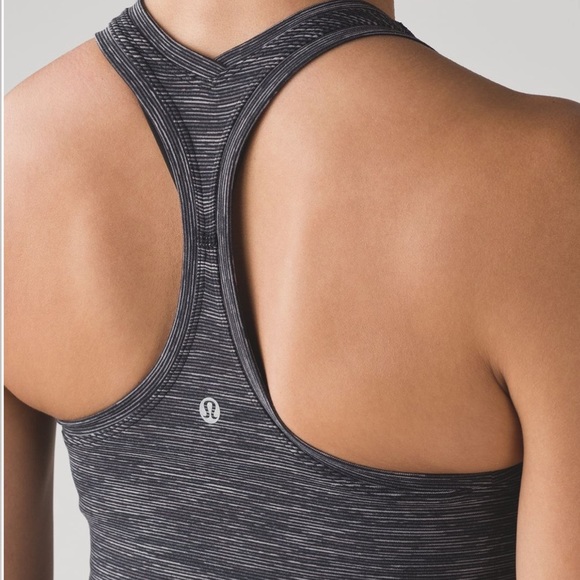 𝅺LULULEMON Cool Racerback Heathered Grey/Black Tank Top - Picture 3 of 12